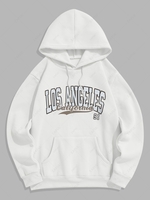 Sweat à Capuche Motif de Lettre LOS ANGELES Doublure Polaire Xl Blanc