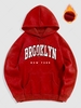 Sweat à Capuche Motif de Lettre NEW YORK et BROOKLYN en Doublure Polaire 2xl Rouge