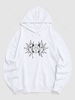 Sweat à Capuche Motif de Soleil Celestial Visage Dessin Animé M Blanc