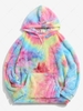 Sweat à Capuche Motif Teinté en Fausse Fourrure avec Poche Kangourou S Multi b
