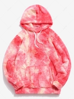 Sweat à Capuche Motif Teinté en Fausse Fourrure avec Poche Kangourou Xl Corail léger