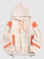 Sweat à Capuche Oversize en Fausse Laine en Tissu Duveteux en Blocs de Couleurs avec Poche Kangourou 3xl Blanc