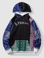 Sweat à Capuche Paisley à Empiècement Xl Noir