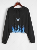 Sweat à Capuche Papillon Flamme Graphique S Noir