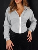 Sweat à Capuche Plissé en Avant Au Crochet M Gris