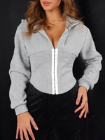 Sweat à Capuche Plissé en Avant Au Crochet M Gris