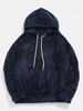 Sweat à Capuche Polaire Duveteux en Couleur Unie avec Poche S Marbre bleu