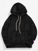Sweat à Capuche Polaire Duveteux en Couleur Unie avec Poche S Noir