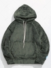 Sweat à Capuche Polaire Duveteux en Couleur Unie avec Poche Xl Vert armée