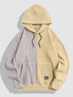 Sweat à Capuche Polaire en Blocs de Couleurs en Fausse Fourrure du Streetwear L Café lumière