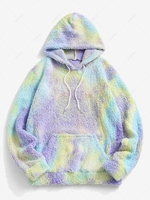 Sweat à Capuche Polaire Pelucheuse en Tissu Duveteux Teinté avec Poche en Avant Xl Jaune clair