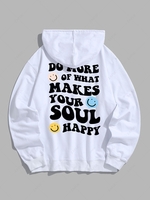 Sweat à Capuche Pull-over à Imprimé Lettre et Visage en Sourire 2xl Blanc