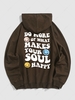 Sweat à Capuche Pull-over à Imprimé Lettre et Visage en Sourire 2xl Café profond