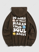 Sweat à Capuche Pull-over à Imprimé Lettre et Visage en Sourire 2xl Café profond
