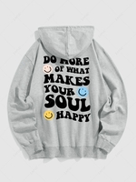 Sweat à Capuche Pull-over à Imprimé Lettre et Visage en Sourire 2xl Gris clair