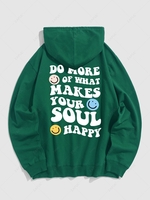 Sweat à Capuche Pull-over à Imprimé Lettre et Visage en Sourire 2xl Vert profond