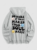 Sweat à Capuche Pull-over à Imprimé Lettre et Visage en Sourire L Gris clair