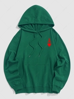 Sweat à Capuche Pull-over à Imprimé Poker Streetwear L Vert profond