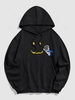 Sweat à Capuche Pull-over Astronaute Graphique Visage Souriant L Noir