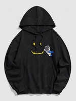 Sweat à Capuche Pull-over Astronaute Graphique Visage Souriant L Noir