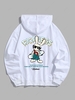 Sweat à Capuche Pull-over avec Lettre "RICHNESS " L Blanc