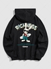 Sweat à Capuche Pull-over avec Lettre "RICHNESS " L Noir