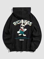 Sweat à Capuche Pull-over avec Lettre "RICHNESS " M Noir