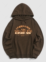 Sweat à Capuche Pull-over avec Poche Kangourou Motif de Lettre "I SHOULD NOT BE HERE PAGE UP" M Café profond