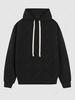 Sweat à Capuche Pull-over en Couleur Unie Décoré de Poche Kangourou Xl Noir