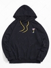 Sweat à Capuche Pull-over Graphique Champignon avec Poche Xl Noir