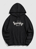 Sweat à Capuche Pull-over Motif de Lettre Lapin Graphique L Noir