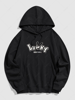 Sweat à Capuche Pull-over Motif de Lettre Lapin Graphique L Noir