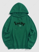 Sweat à Capuche Pull-over Motif de Lettre Lapin Graphique M Vert profond