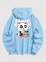 Sweat à Capuche Pull-over Motif de Panda et Nouilles Dessin Animé Xl Bleu clair