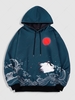 Sweat à Capuche Pull-over Motif de Soleil et de Vague D