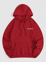 Sweat à Capuche Pull-over Motif Los Angeles Doublure Polaire S Rouge