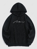 Sweat à Capuche Pull-over Script Brodé en Toison S Noir