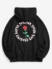 Sweat à Capuche Rose Lettre à Doublure en Laine 2xl Noir