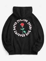 Sweat à Capuche Rose Lettre à Doublure en Laine 2xl Noir