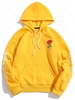 Sweat à Capuche Rose Lettre avec Poche Kangourou en Laine Xl Jaune