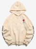 Sweat à Capuche Rose Lettre avec Poche Kangourou en Laine Xl Jaune clair