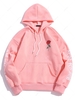 Sweat à Capuche Rose Lettre avec Poche Kangourou en Laine Xl Rose