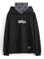 Sweat à Capuche Simple Imprimé Lettre S Noir