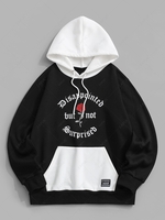 Sweat à Capuche Slogan en Blocs de Couleurs à Doublure en Laine Xl Noir