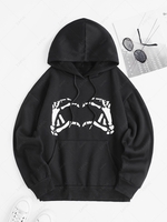 Sweat à Capuche Sportif Collant et Caractère Ancien avec Poche Devant S Noir