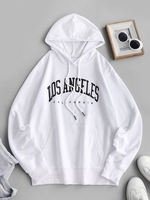 Sweat à Capuche Sportif et Fente Latérale en Coton M Blanc