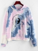 Sweat à Capuche Teinté Lune Imprimée S Bleu clair