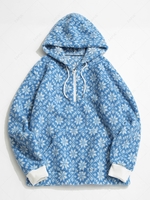 Sweat à Capuche Teinté Motif de Flocon de Neige S Bleu clair