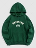 Sweat à Capuche Thermique à Imprimé Lettre à Doublure L Vert profond