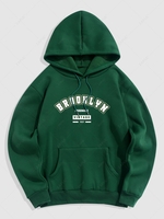 Sweat à Capuche Thermique à Imprimé Lettre à Doublure L Vert profond
